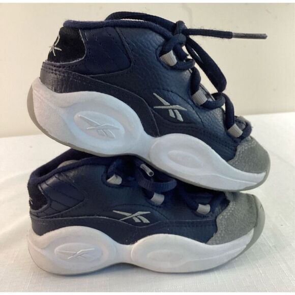 Reebok Question Mid Georgetown Navy Blue Boys Athletic Shoe Size 9 - Picture 6 of 8